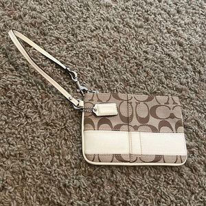 COACH Cloth & Patent Leather Accent Wristlet